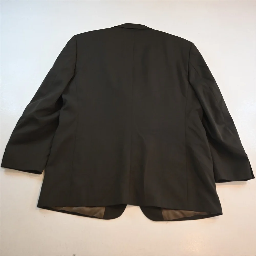 Vtg Y2K Boxy 2000s 44R 36x30 Dark Green‎ 100% Wool Mens Jacket Pants Suit